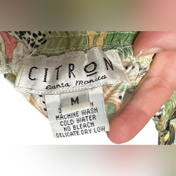 Citron Santa Monica Sz M Pull-On Silk Elastic Waist Asian Skirt - Picture 3 of 5